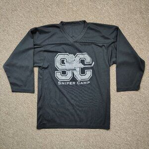 Vintage Hockey Jersey Adult Small Black Sniper Camp Graphic Mesh VKM